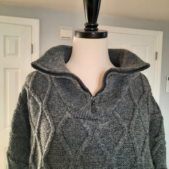 Vintage gray chunky wool half zip sweater - Picture 5 of 13